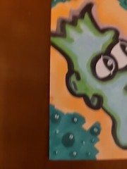 Original PAINTING ACEO Bart Simpson Low Brow Cartoon Air Bubbles Shrooms Trippin
