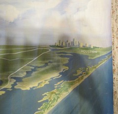 1940’s Early Aerial Corpus Christi Tx & Surrounding Towns Large Oil Painting