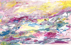 5’x7′ Original Painting Vibrant Pink Landscape Impressionism Acrylic Signed