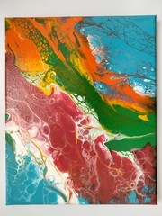 Original Abstract Acrylic Painting Stretched Canvas Wall Art Decor 8″x10″x0.6″