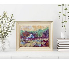 Original Painting 9×12 Cottage Painting Countryside Original Art Landscape
