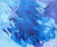 Blue Abstract 120×100 Oil Painting Sea Sky Canvas Signed Hand Painted Wall Art