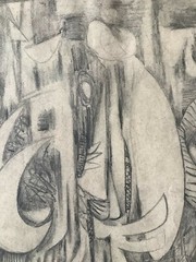 Juan David. Painting. Musica, ca 1979. Graphite on cardboard. Cuban Art