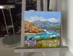 Original Oil Painting Colorado Mountains Landscape on Panel 6x6in