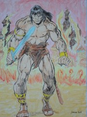 Conan comic art painting canvas artist Jerome Cadd 12inx16in Adventure