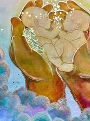 Watercolor Twin Loss Painting God’s Hands Memorial Art Original Bereaved Artwork