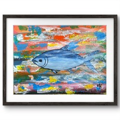 Original Signed Acrylic 9×12 Fish Coral Reef Abstract Impressionist Paper Art