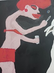 WOMAN AND DOG PAINTING 12×16 (FUN WITH BUBBLES) ORIGINAL AND SIGNED