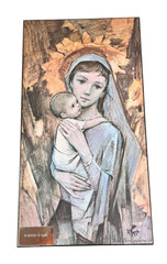 Vintage Peter Brandstatter 1965 Mother and Child Wood Art Wall Hanging 12” x 21″