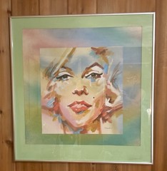 Vintage Marilyn Monroe Painting Pop Art Expressionist Signed 26×26 frame/matted