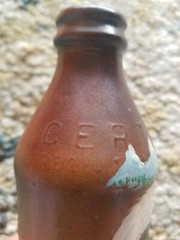CERTO Eagle hand painted vintage themed brown medicine liquor bottle-dated 1986