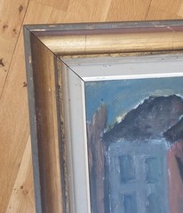 ORIGINAL SCANDINAVIAN OIL PAINTING SWEDISH MODERNIST WINTER LANDCAPE SIGNED