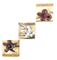 Botanical Floral Canvas Wall Art Set of 3 Flower Prints Farmhouse Floral 7 x7″