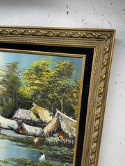 Mid Century Modern Asian Thai Impressionist Oil Painting Signed Thong Dee