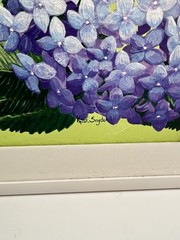 Original Floral Art Artist Signed Blue Hydrangeas Framed