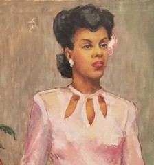 AFRICAN AMERICAN ART MID CENTURY PAINTING BLACK WOMAN CHICAGO FASHION STILL LIFE