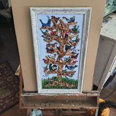 Original Mixed Media Painting „Symphonic Tree Trunk „12 X 24“ By Timothy Designs