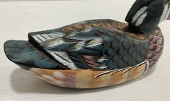 Wooden Duck Decoy Hand Painted In Vintage Style 14oz Red Bill Folk Art Primitive