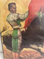 Original quality Vintage art „Bullfighter“ Framed in glass FUSER EXPRESSIONIST