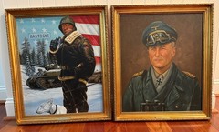 Oil Paintings of WWII General George Patton and Field Marshall Erwin Rommel
