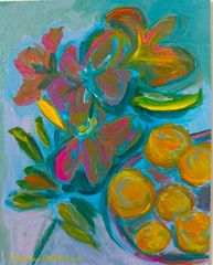 NEW Original Painting Abstract Fruit Floral Vibrant Handmade Wall Art 8X10