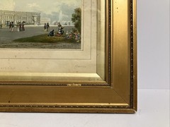 Antique 12×14 Chateau VERSAILLES handcolored lithograph Gold Gesso Frame Signed