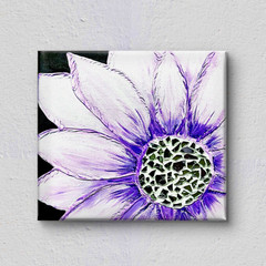 Original Purple Daisy Painting 12×12 Mosaic Flower 3D Textured Abstract Art Deco