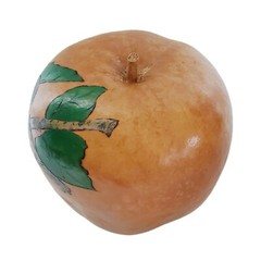 Vintage Signed Hand Engraved Painted Apple Shaped Gourd Stem Bird Cherry Tree