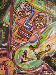 Original Painting On Scrap Wood: Fanatical Violinist 12 1/4″×17″