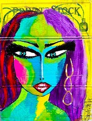 CAPT. MORGAN LADY PAINTING upcycled 12 x 18 original SWARTZMILLER DNA SIGNED ART