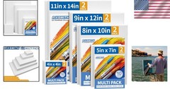 Stretched Canvas 10 Pack Multi Size 100 Cotton Primed for Acrylic Oil Painting