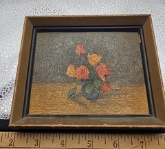Vintage Floral Still Life Miniature Paintings in Frames