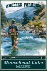 Moosehead Lake Maine Fishing Travel Poster Prints Framed Or Canvas Anglers Best