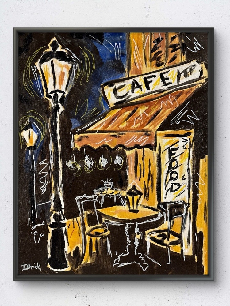 Original Cafe Neo-Expressionist 11×14 Signed Acrylic Canvas Painting
