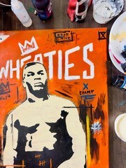 Original Mike Tyson Inspired Pop Art Painting 22×28 Acrylic Canvas OOAK