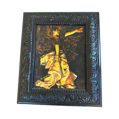 Vintage Expressionist Flamenco Dancer Oil Painting Impasto Palette Knife Signed