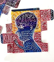 Two Painting Outsider Art Brut Araos Artwork DRAW on Recycled Box EN PAZ