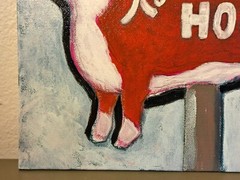 Sky blue red acrylic ink „Steak House“ Limited 1/1 8×10″ signed by artist