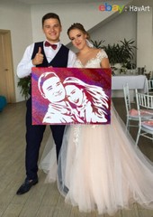 Custom painting from photo 100% Hand painted portrait glitter painting on canvas