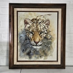 Clancy Cherry (1921-2009) Framed Big Cat Oil Painting “ Leopard“ Signed 26.5″