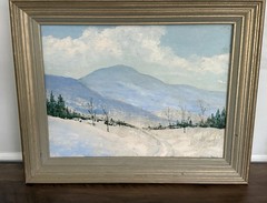 Charles Reid 1937-2019 Mass. N.Y. Artist „SKI COUNTRY“ Landscape Oil Canvas Brd