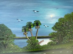 RARE AUTHENIC AL BLACK FLORIDA HIGHWAYMEN LEGEND ,OIL ON BOARD ST LUCIE RIVER