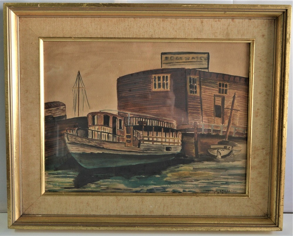 MORTON GROSSMAN 1926-1998 ANTIQUE WATERCOLOR PAPER SIGNED 1941 AMERICAN ARTIST