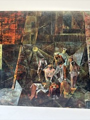 Mid Century Painting Urban Black Americana Cubist Cubism Large Abstract Oil 36”