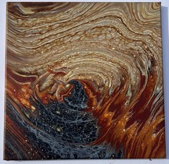 Acrylic Pour Painting 12×12 Canvas Abstract Fluid Art Handmade One Of A Kind