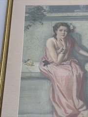 ANTQUE PAINTING PRETTY WOMAN FEMALE MODEL MASTERFUL ART DECO NOUVEAU 1910’S RARE