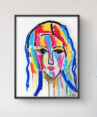 Original Portrait Expressionist Colorful Acrylic 11×14 Canvas, Holly Hammond