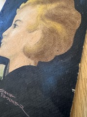 Vintage Original 1934 Deco Painting Blonde Pinup Art Girl Woman Female Portrait