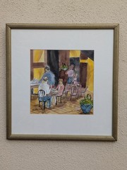 Gloria Galbraith Original “Dining in Paris” Framed Impressionist Painting Signed