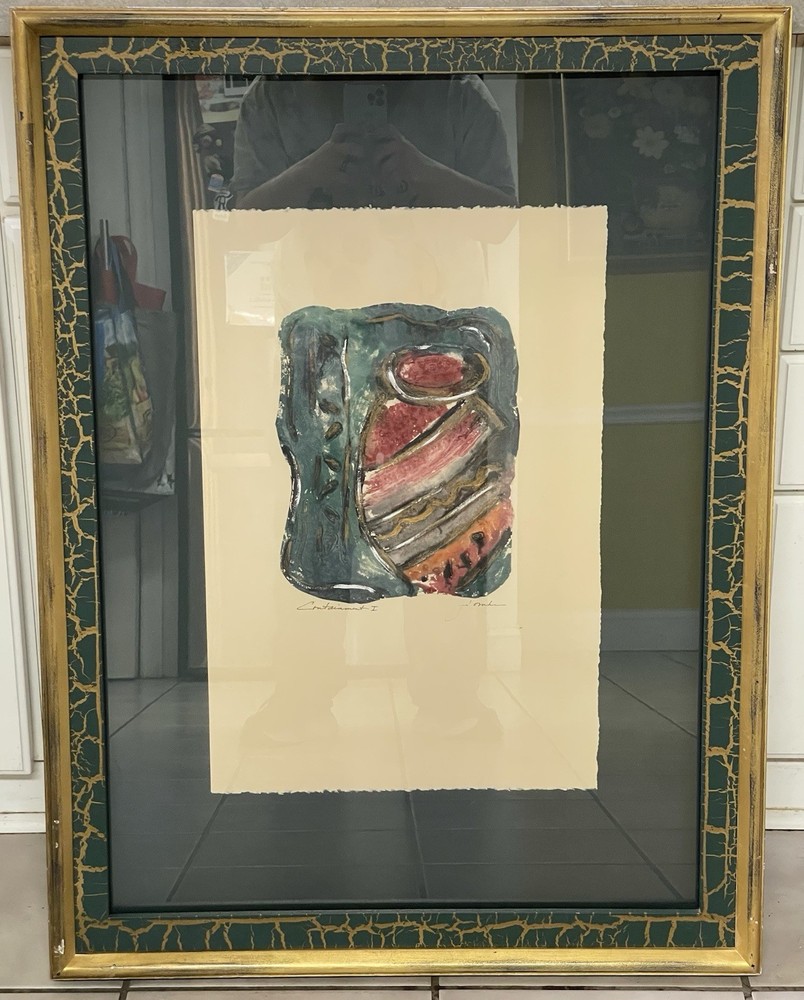 Original painting By Abstract Artist Joyce Combs Containment 1 In Gallery Frame